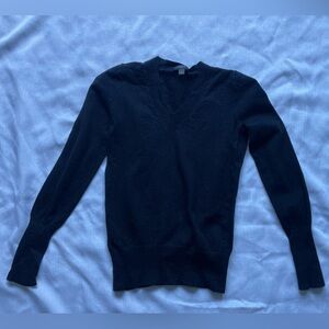 J.CREW Black 100% Merino Wool LS Sweater, Sz XS, Small Hole In Shoulder, See Pic